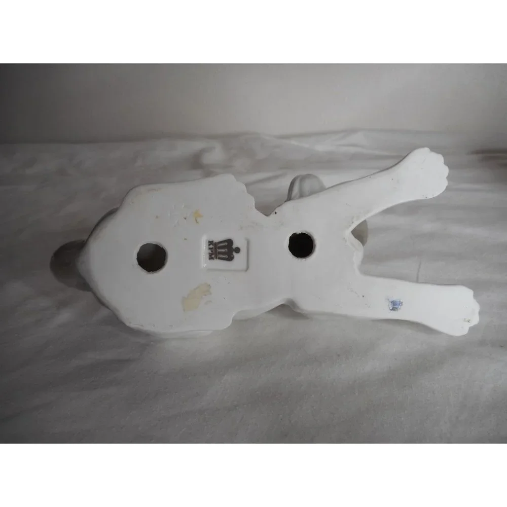 Vintage Lot of 2 KPM German Porcelain dog puppy figurines Grey White Estate Find - Picture 10 of 12